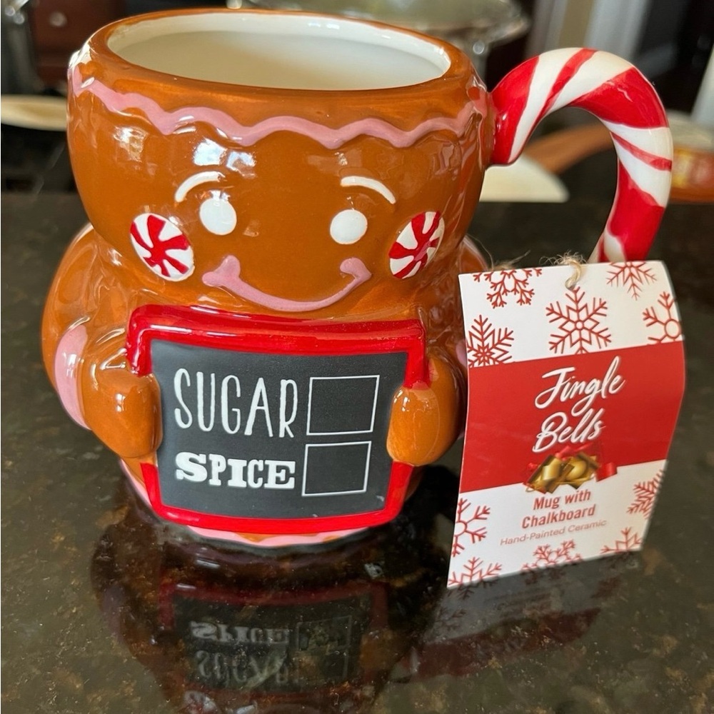 Jingle Bells Gingerbread Mug with Chalkboard